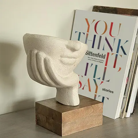 Click to see full view 2 VIDEOS Ellementry Restive Face Ecomix Sculpture 32 cm Tall, Home Décor Showpiece Figurine for Living Room & Office, Modern Asthetic Tabletop Decorative Accent, Unique Gift Item for Shelf Decoration